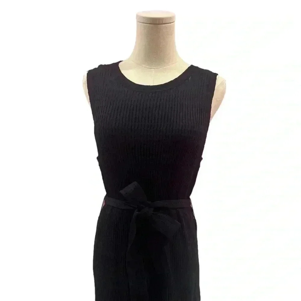 Rachel Zoe Knit Midi Black Side Slits Tie Belt NWOT Size Medium